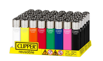 CLIPPER LIGHTERS CP11 SOLID ASSORTED COLORS 48CT - TRAY