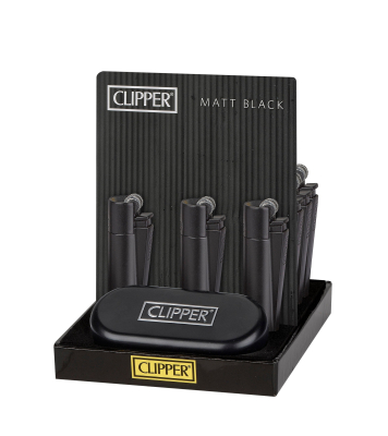 CLIPPER LIGHTERS CMP11 BLACK MATTE BW 12CT - TRAY