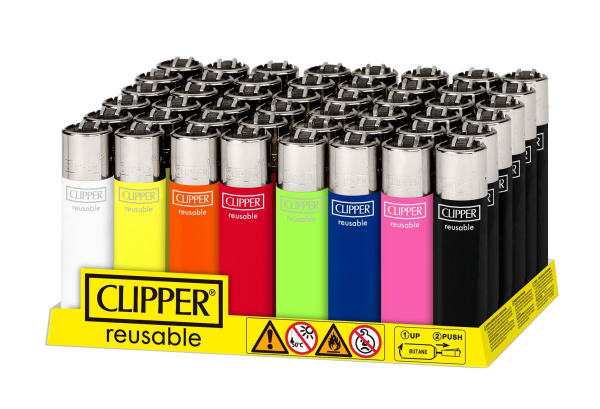 CLIPPER LIGHTERS CP22 SOLID ASSORTED 48CT - TRAY