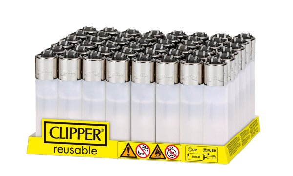 CLIPPER LIGHTERS CP11 TRANSLUCENT WHITE 48CT - TRAY