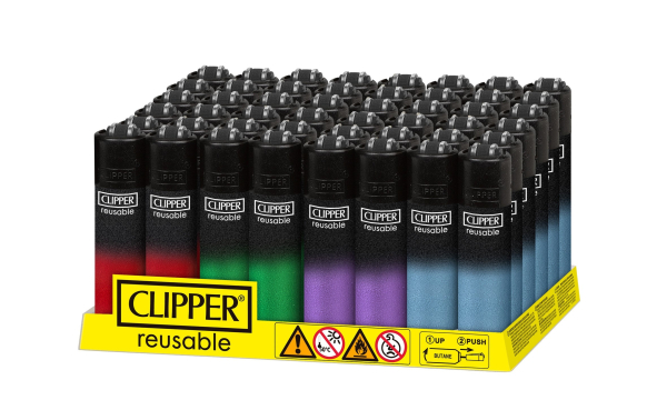 CLIPPER LIGHTERS CP11 BLACK CRYSTAL GRADIENT 48CT - TRAY