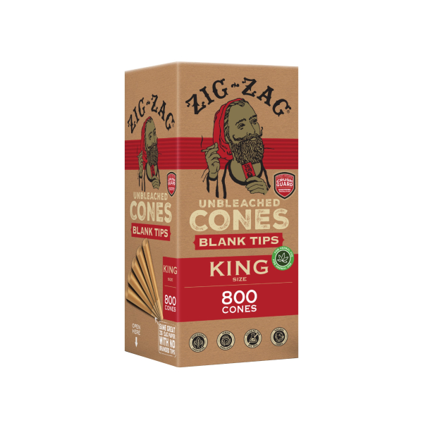 King Size BLANK TIP Bulk Unbleached Cones  - (800 Cone Carton)